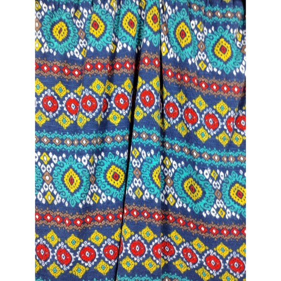 Windsor Womens Medium Blouse Blue Yellow Pullover Short Sleeve Lined V Neck - Picture 2 of 5